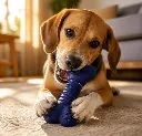 AI Generated Perro usando el juguete hueso (lifestyle)