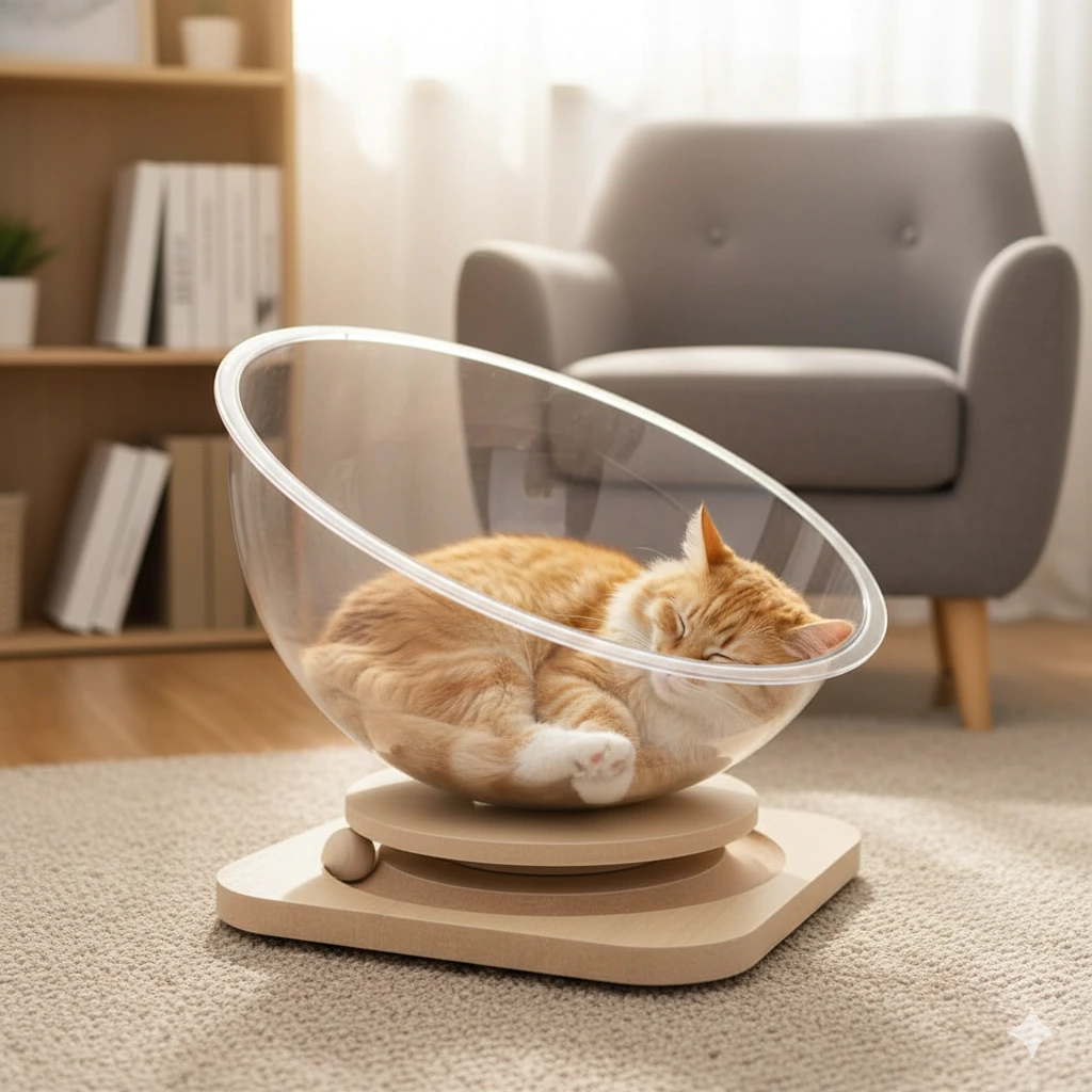 Cama Plástica para Gatos con Juguete Interactivo