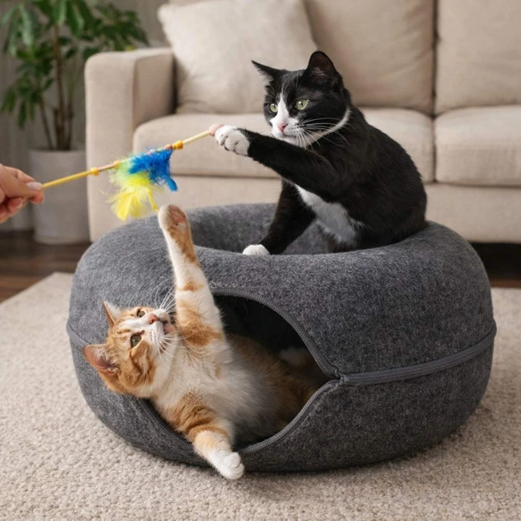Cama Túnel Circular para Gatos 2 en 1