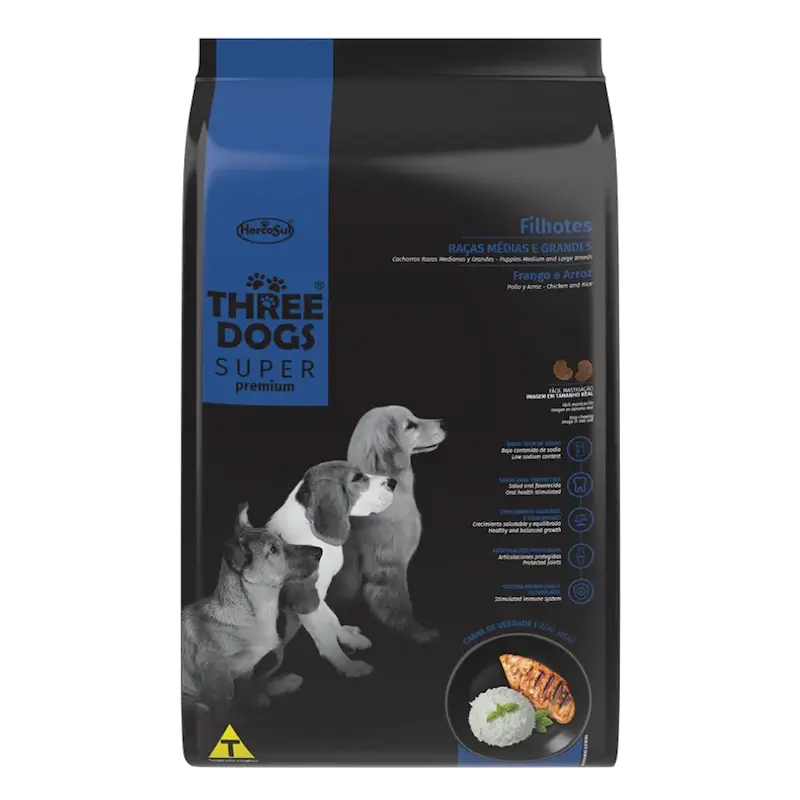 THREEDOGS SUPER PREMIUM CACHORRO MED/GDES POLLO Y ARROZ  