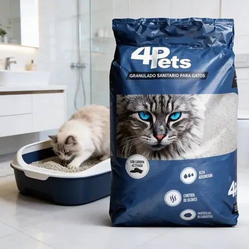 Arena Sanitaria Gatos Granulado 4PETS - Carbón Activado