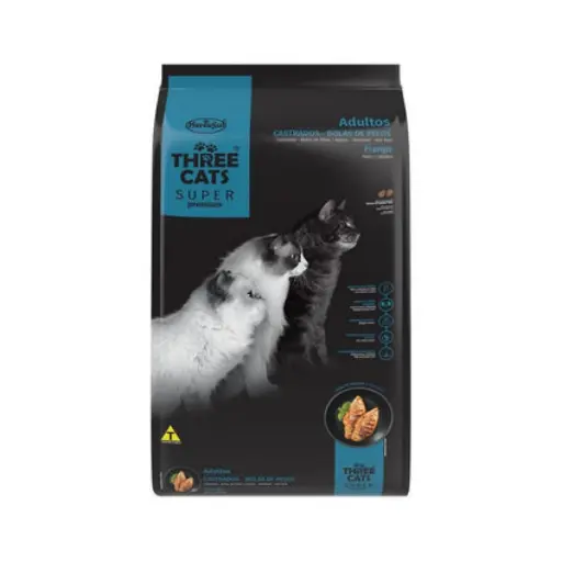 [121404] THREECATS SUPER PREMIUM BOLA PELO CASTRADOS POLLO 10,1 kgs