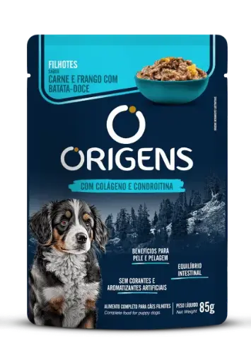 [0racach85g]  Sachet Origens Cachorro – Carne y Pollo 85 g